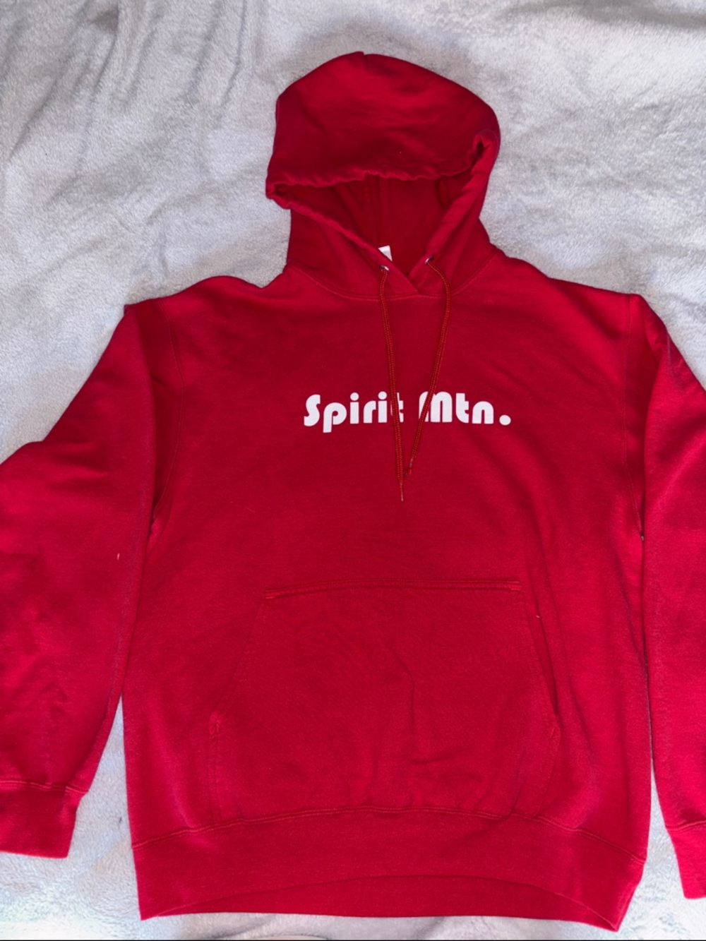 Port and Company Red Hooded Sweatshirt with White Spirit Mtn. Logo